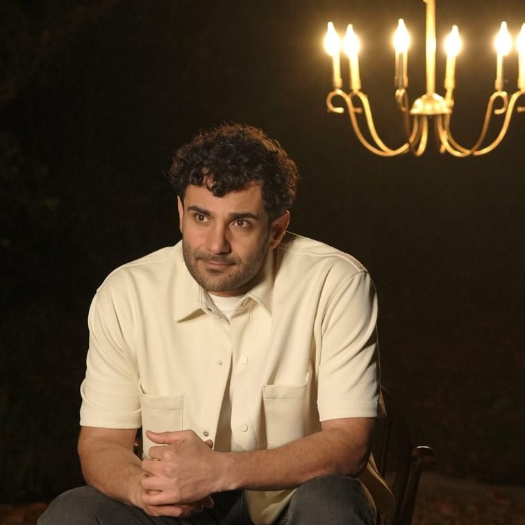 Mehran Rakhshandeh recording music in studio - Persian pop and fusion singer.